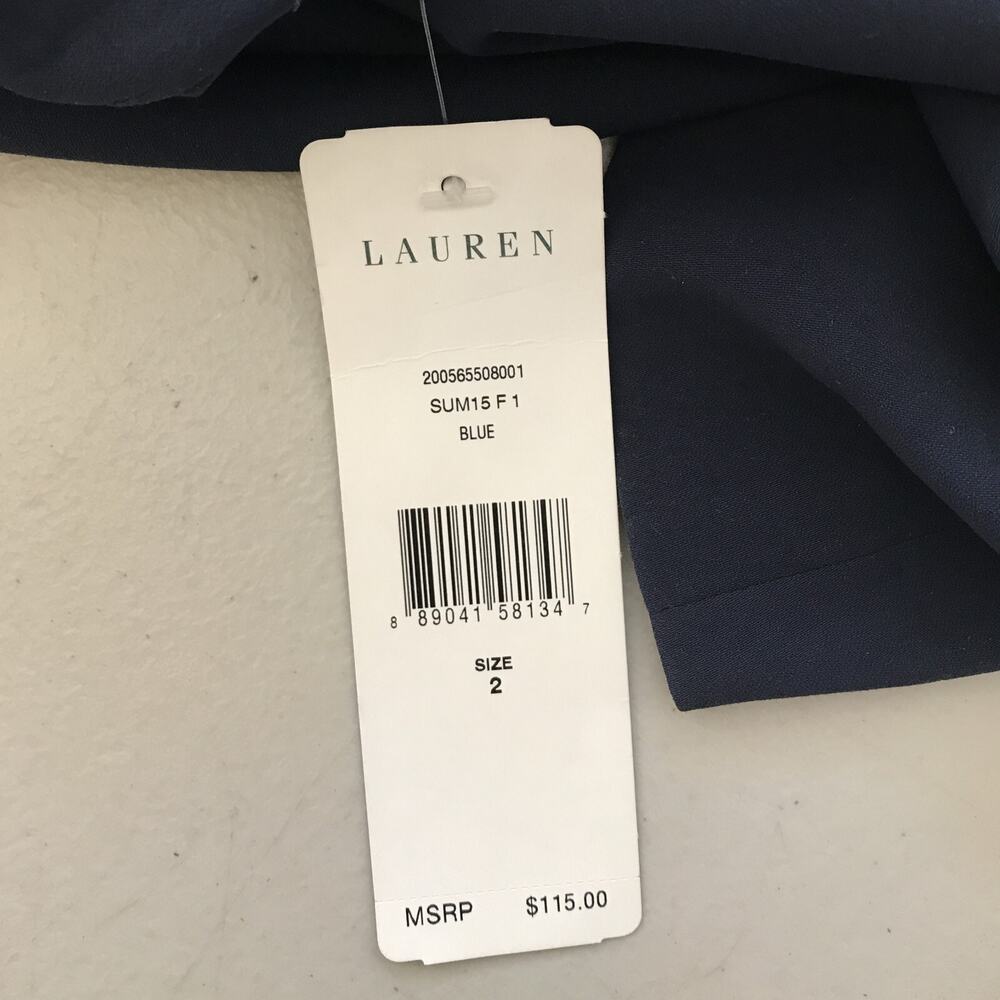$115 Lauren Ralph Lauren Shorts Womens Size 2 Blue Flat Front Slash Pockets NWT - Picture 6 of 11